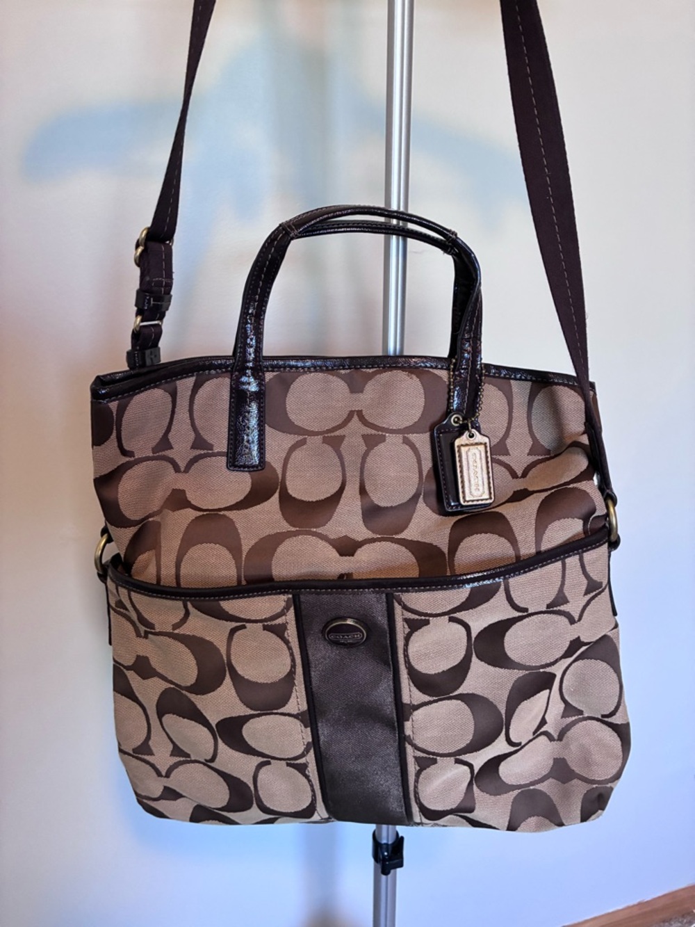 Coach Signature Canvas Tote in Brown and Tan - Picture 13 of 14